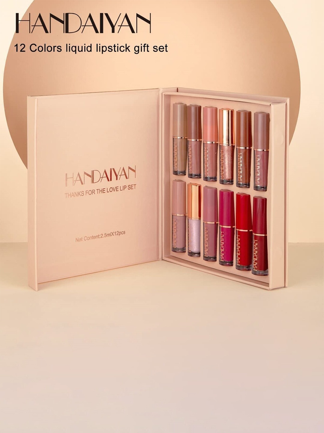 FEELHIGH Set of 12 Handaiyan Velvet Matte Liquid Lipsticks -1-2-3-4-5-6-7-8-9-10-11-12, Multi
FEELHIGH Set of 12 Handaiyan Velvet Matte Liquid Lipsticks -1-2-3-4-5-6-7-8-9-10-11-12, Multi