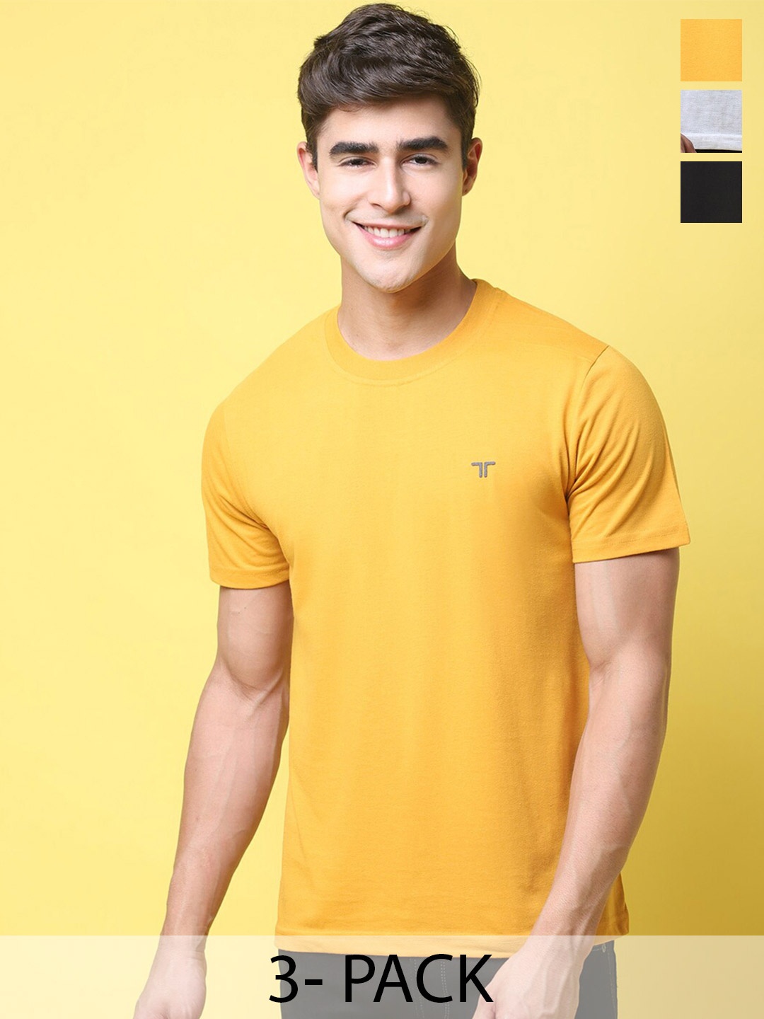 Tee Projekt Pack Of 3 Cotton T-shirt, Yellow