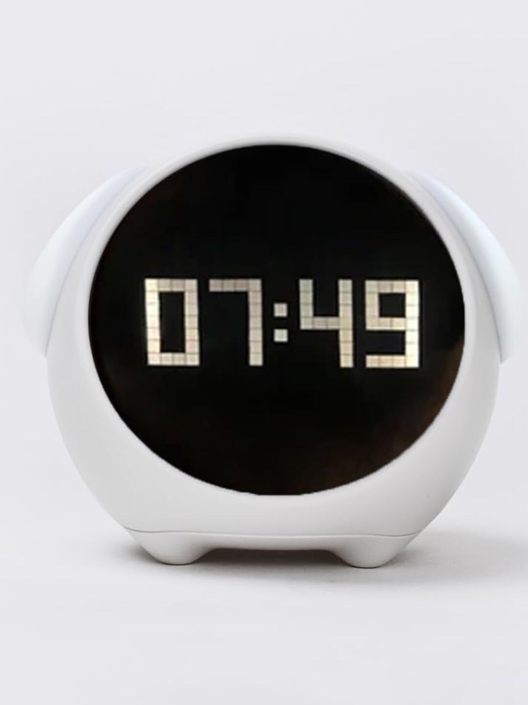 DecorTwist White Contemporary Round Alarm Clock