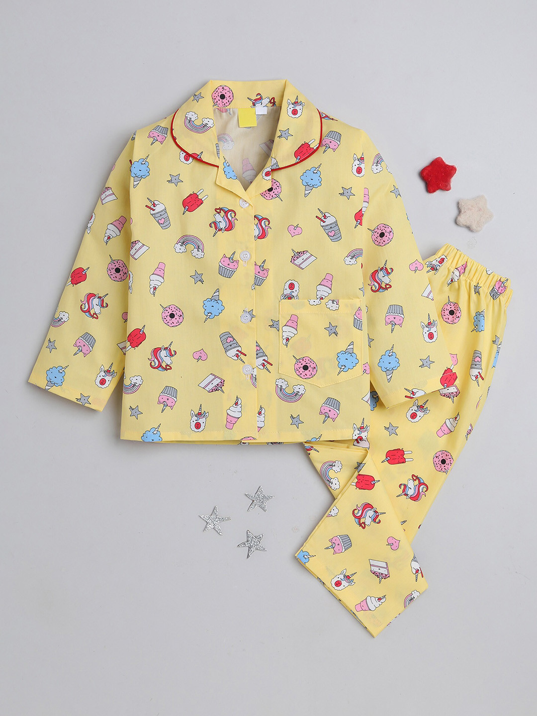 The Magic Wand Kids Conversational Printed Pure Cotton Shirt With Trousers, Yellow
The Magic Wand Kids Conversational Printed Pure Cotton Shirt With Trousers, Yellow