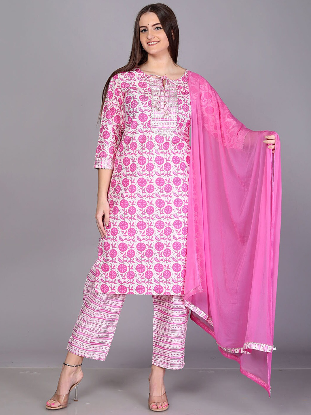 HIGHLIGHT FASHION EXPORT Ethnic Printed Gotta Patti Cotton Kurta With Trousers & Dupatta, Pink
HIGHLIGHT FASHION EXPORT Ethnic Printed Gotta Patti Cotton Kurta With Trousers & Dupatta, Pink