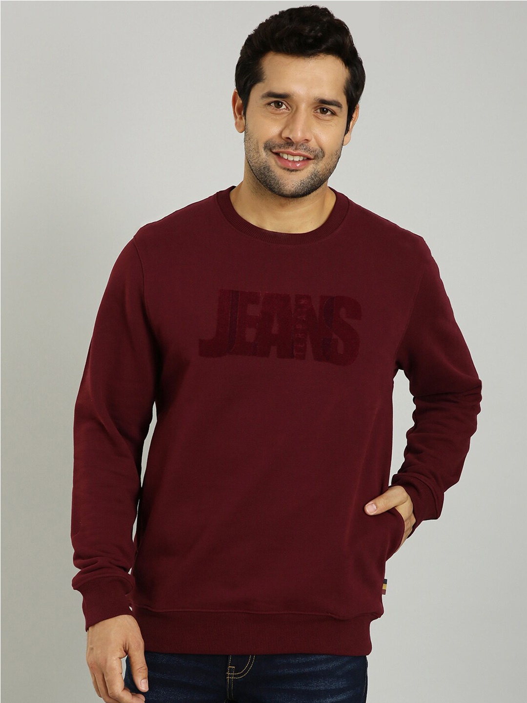 Indian Terrain Typography Printed Sweatshirt, Maroon