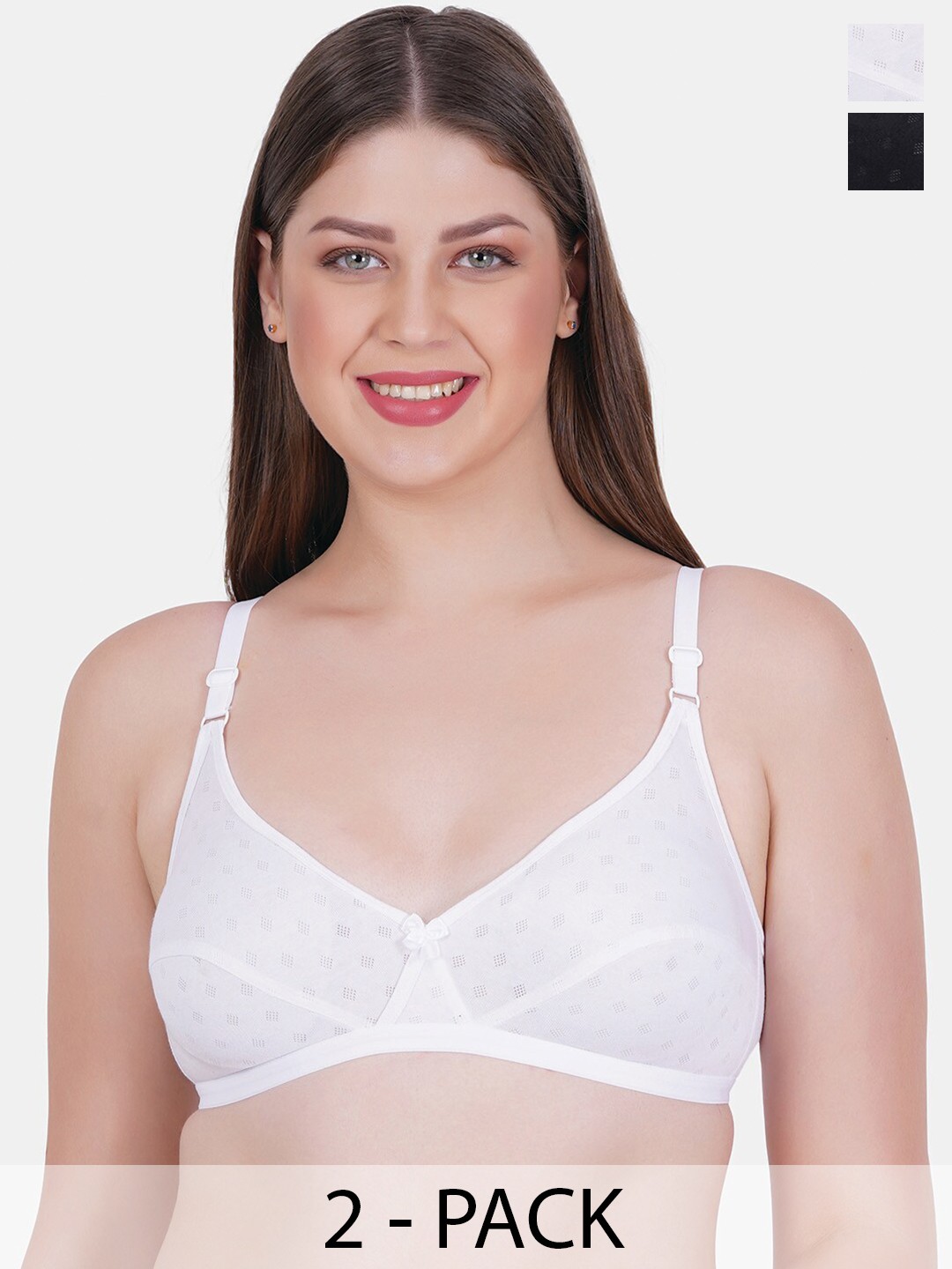 Reveira Pack Of 2 Non-Wired Non Padded Dry Fit Jacquard Everyday Bra With All Day Comfort, White
Reveira Pack Of 2 Non-Wired Non Padded Dry Fit Jacquard Everyday Bra With All Day Comfort, White