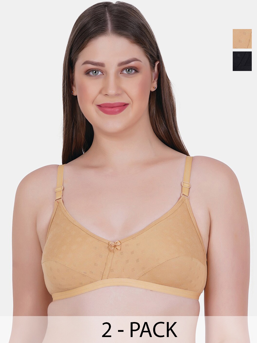 Reveira Pack Of 2 Non-Wired Non Padded Dry Fit Jacquard Everyday Bra With All Day Comfort, Black
Reveira Pack Of 2 Non-Wired Non Padded Dry Fit Jacquard Everyday Bra With All Day Comfort, Black