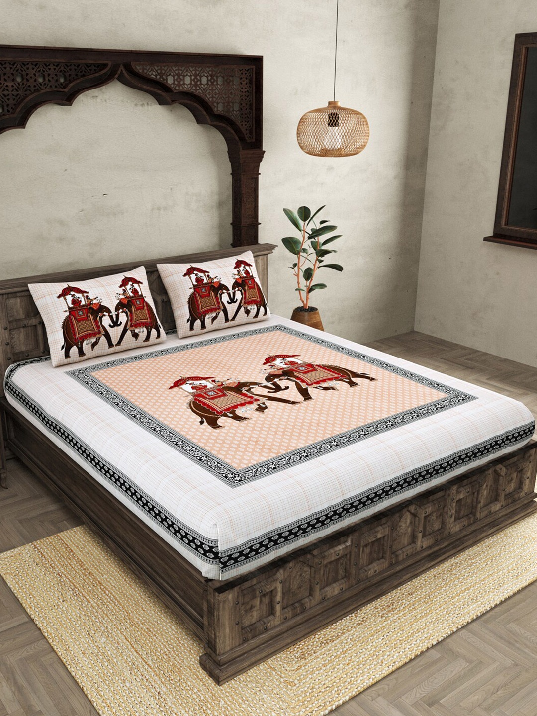 JAIPUR FABRIC Peach Ethnic Motifs Cotton 250 TC Super King Bedsheet With 2 Pillow Covers
JAIPUR FABRIC Peach Ethnic Motifs Cotton 250 TC Super King Bedsheet With 2 Pillow Covers