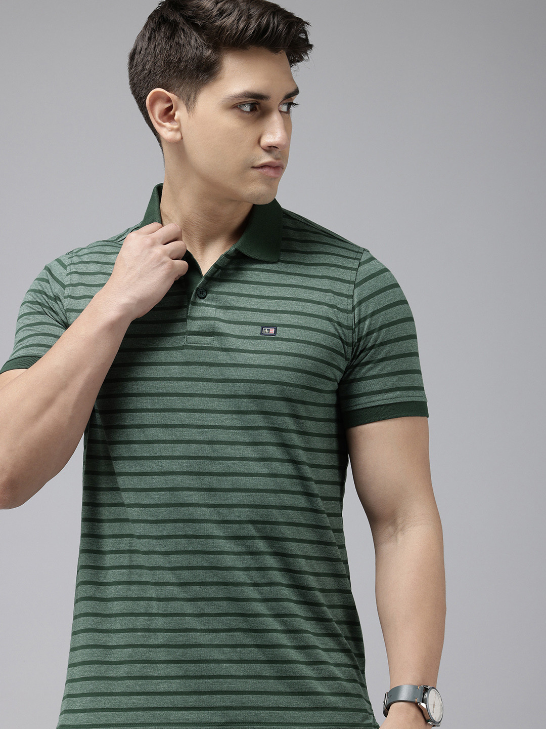 Arrow Striped Sport Fit Polo Collar T-shirt, Olive
Arrow Striped Sport Fit Polo Collar T-shirt, Olive