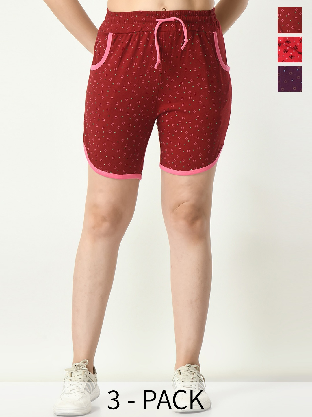 BAESD Women Pack Of 3 Conversational Printed High-Rise Cotton Hot Pants Shorts, Maroon
BAESD Women Pack Of 3 Conversational Printed High-Rise Cotton Hot Pants Shorts, Maroon
