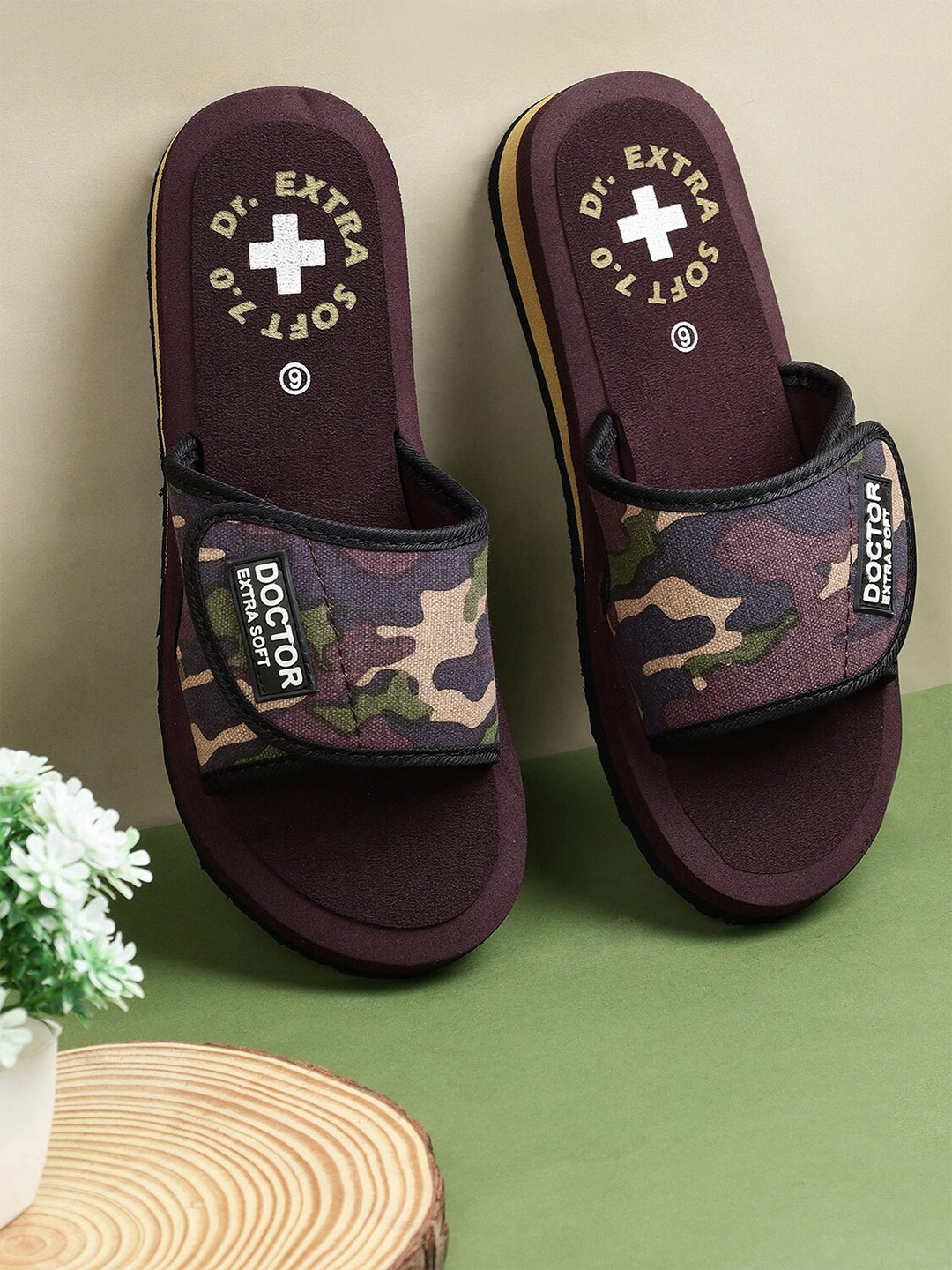 DOCTOR EXTRA SOFT Women Orthopedic Camouflage Printed Sliders With Velcro Strap, Brown
DOCTOR EXTRA SOFT Women Orthopedic Camouflage Printed Sliders With Velcro Strap, Brown