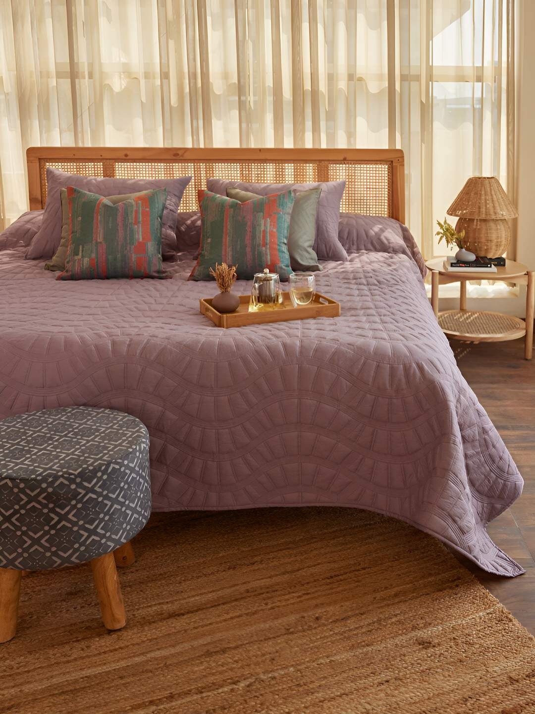 Eris Home Lavender Colour Self designed Double King Cotton Bed Cover with 2 Pillow Covers
Eris Home Lavender Colour Self designed Double King Cotton Bed Cover with 2 Pillow Covers