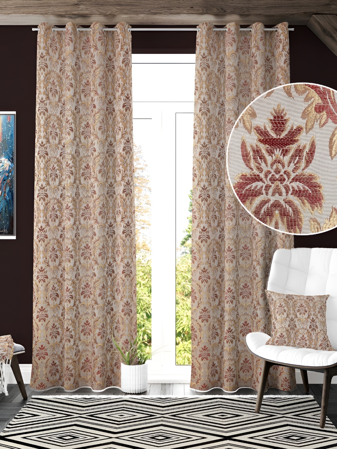 Galaxy Home Decor Beige 2 Pieces Ethnic Motifs Jacquard Room Darkening Long Door Curtains, Off white
Galaxy Home Decor Beige 2 Pieces Ethnic Motifs Jacquard Room Darkening Long Door Curtains, Off white