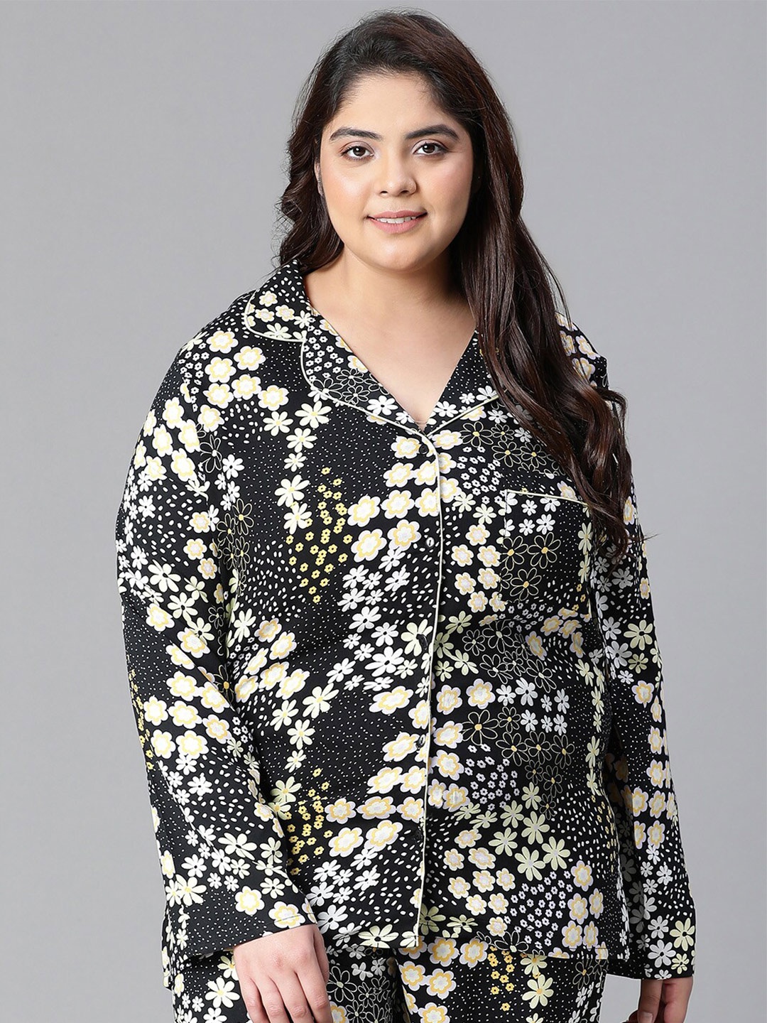 Oxolloxo Plus Size Relaxed Tailored Fit Floral Printed Notched Lapel Collar Casual Shirt, Black
Oxolloxo Plus Size Relaxed Tailored Fit Floral Printed Notched Lapel Collar Casual Shirt, Black