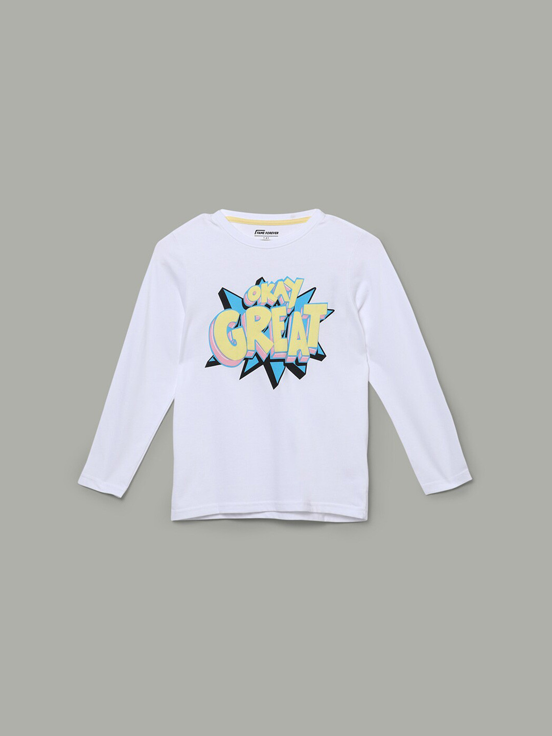 Fame Forever by Lifestyle Boys Typography Printed Pure Cotton T-shirt, White
Fame Forever by Lifestyle Boys Typography Printed Pure Cotton T-shirt, White