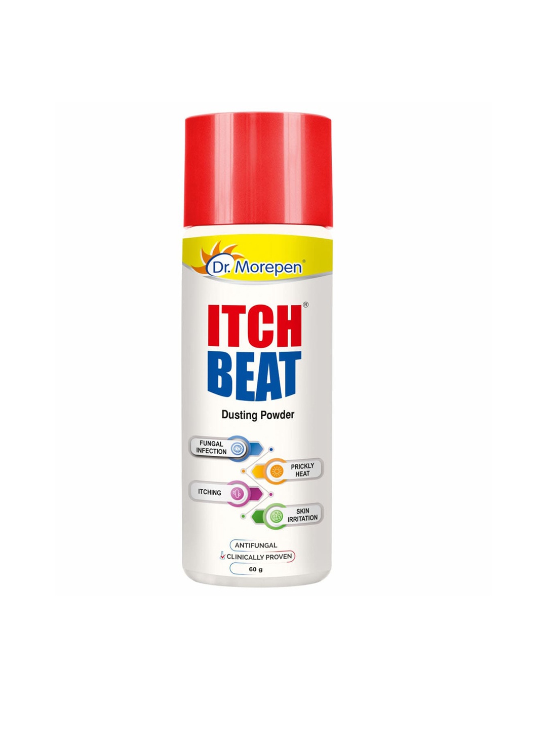 Dr. Morepen Itch Beat Antifungal Dusting Powder For Prickly Heat & Skin Irritation - 60g, White
Dr. Morepen Itch Beat Antifungal Dusting Powder For Prickly Heat & Skin Irritation - 60g, White