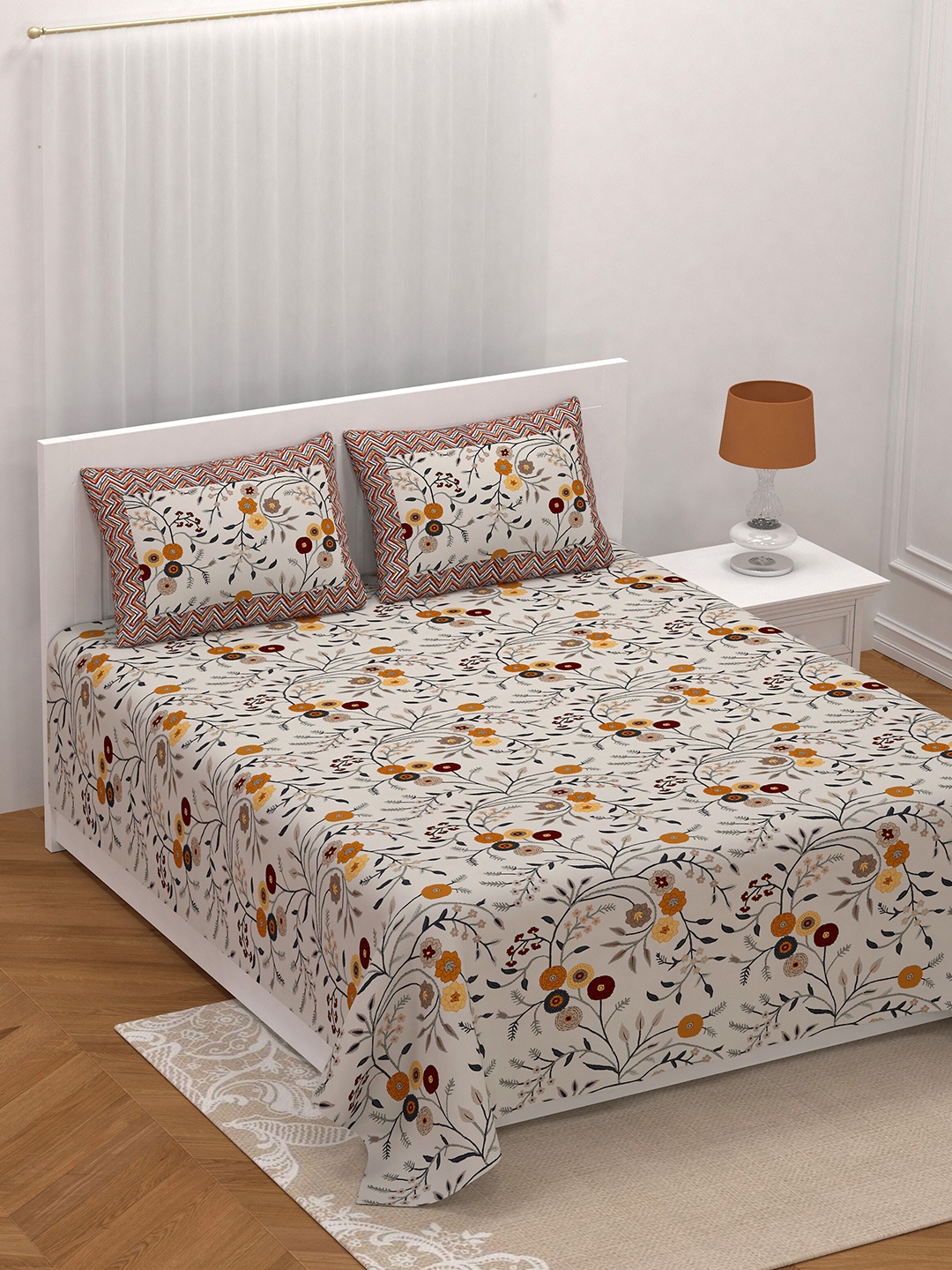 LIVING ROOTS Double King Size Jaipur Block Print Cotton Double Bedsheet & 2 Pillow Covers, Beige
LIVING ROOTS Double King Size Jaipur Block Print Cotton Double Bedsheet & 2 Pillow Covers, Beige