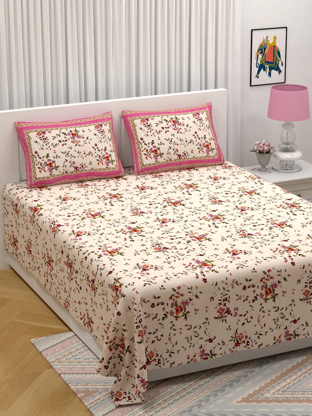 LIVING ROOTS Double King Size Jaipur Block Print Cotton Double Bedsheet & 2 Pillow Covers, Beige
LIVING ROOTS Double King Size Jaipur Block Print Cotton Double Bedsheet & 2 Pillow Covers, Beige