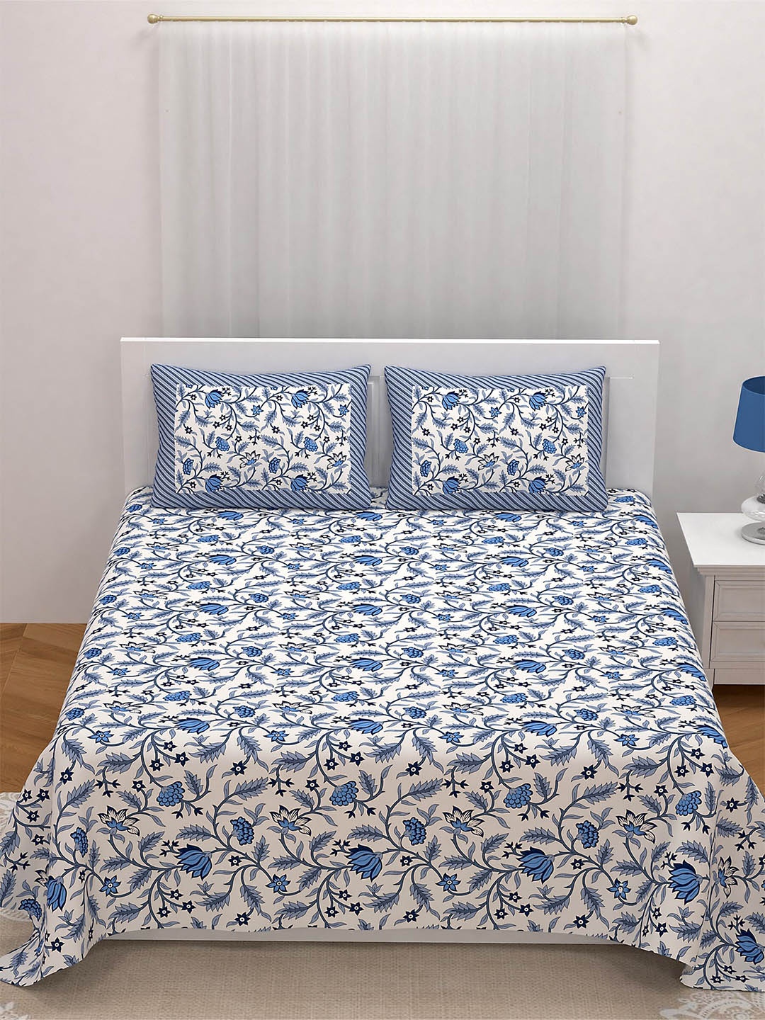 LIVING ROOTS Double King Size Jaipur Block Print Cotton Double Bedsheet & 2 Pillow Covers, White
LIVING ROOTS Double King Size Jaipur Block Print Cotton Double Bedsheet & 2 Pillow Covers, White