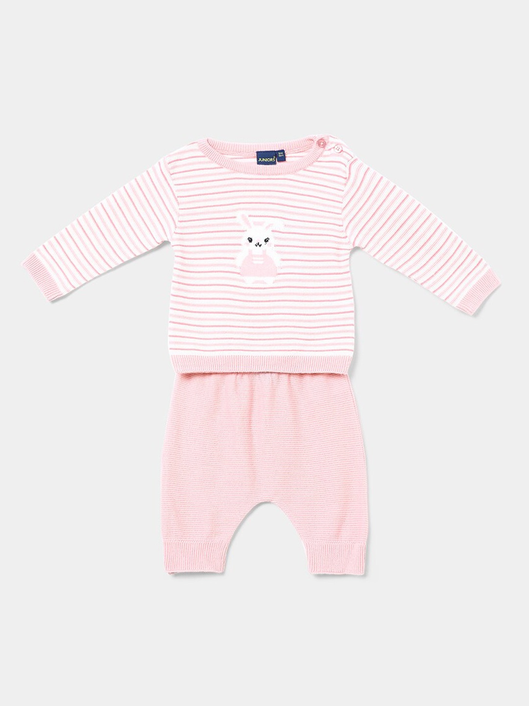 Juniors by Lifestyle Infants Girls Striped Pure Cotton T-shirt With Trousers, Pink
Juniors by Lifestyle Infants Girls Striped Pure Cotton T-shirt With Trousers, Pink