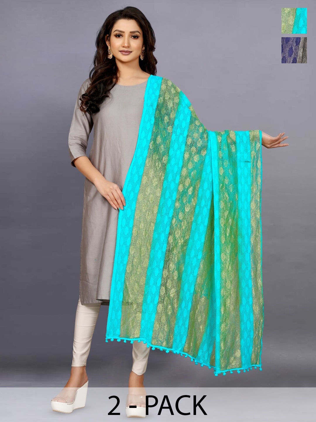 BAESD Turquoise Blue Printed Dupatta