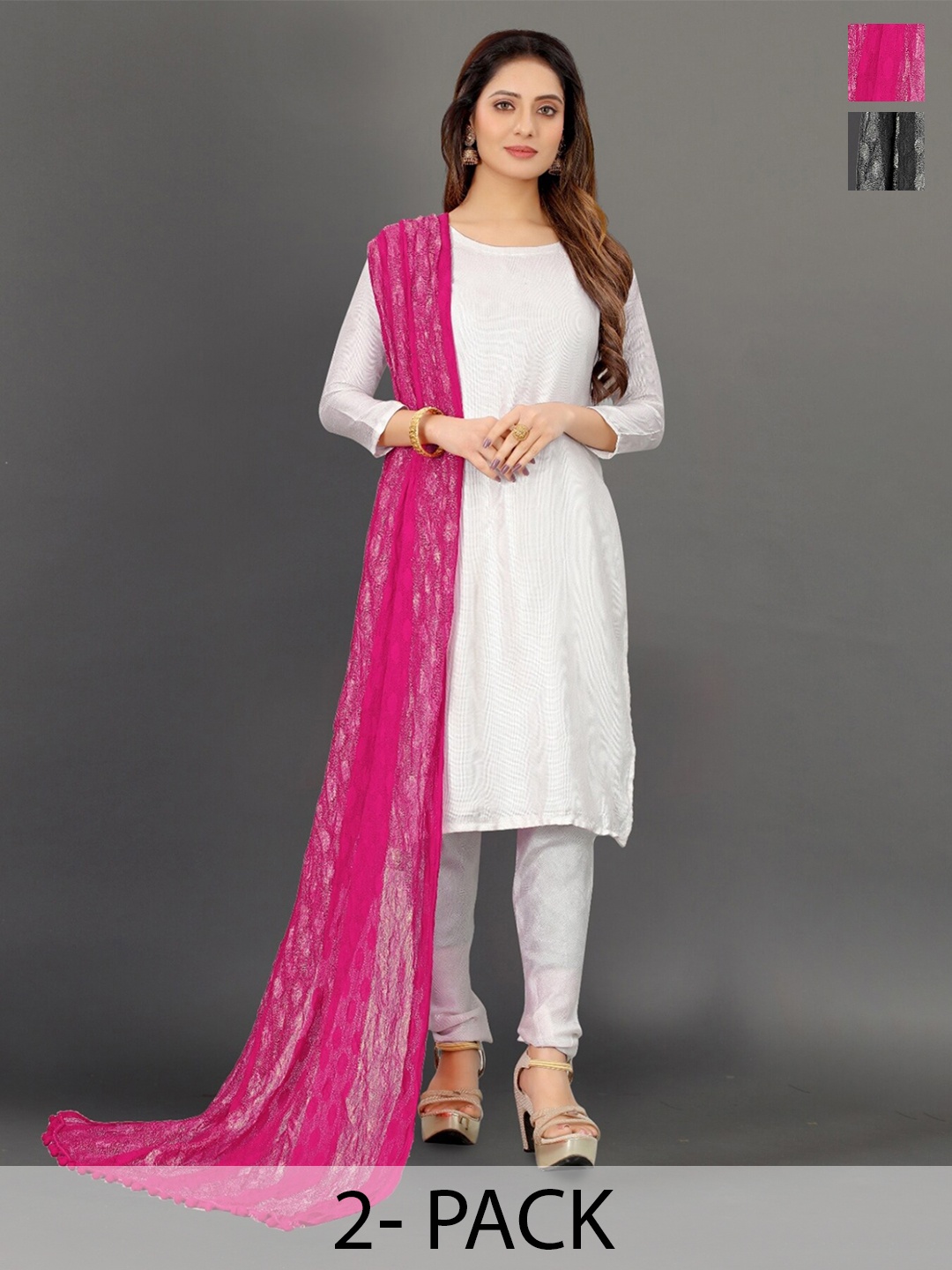BAESD Pink Printed Dupatta
