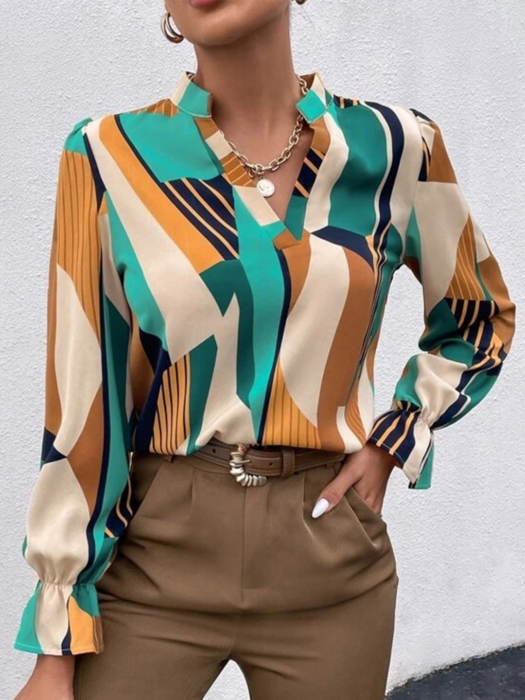 Stylecast X Slyck Geometric Printed Mandarin Collar Puff Sleeve Shirt Style Top, Cream
Stylecast X Slyck Geometric Printed Mandarin Collar Puff Sleeve Shirt Style Top, Cream