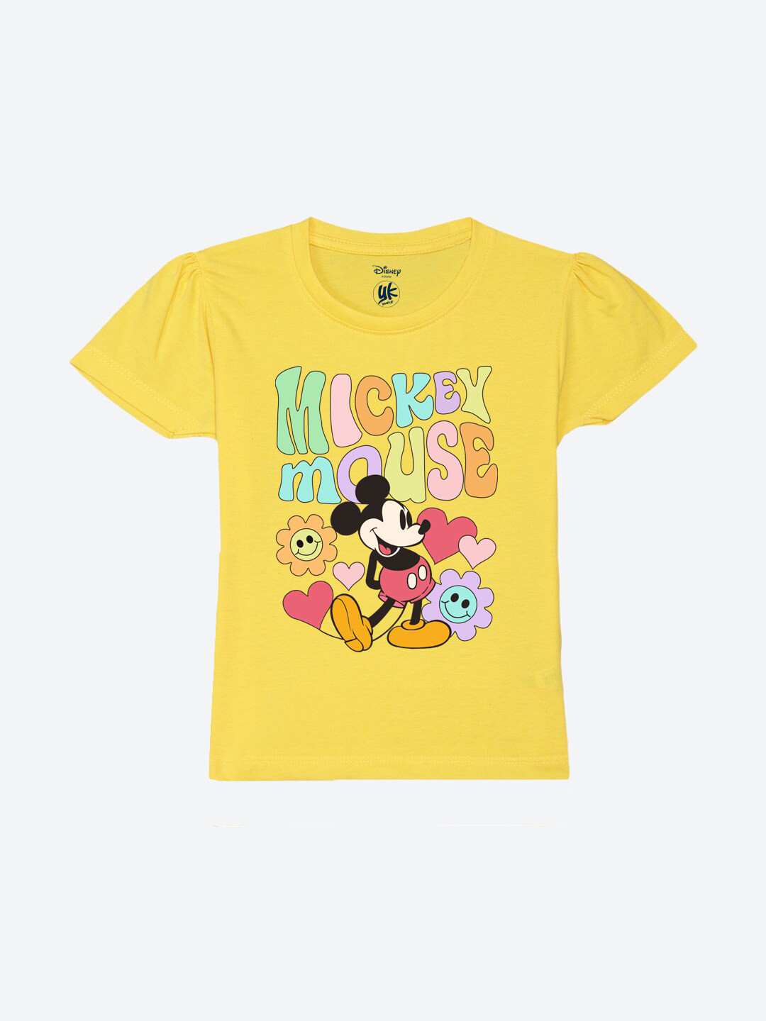 YK Disney Girls Mickey Mouse Printed Round Neck Puff Sleeves Pure Cotton Regular T-shirt, Yellow
YK Disney Girls Mickey Mouse Printed Round Neck Puff Sleeves Pure Cotton Regular T-shirt, Yellow