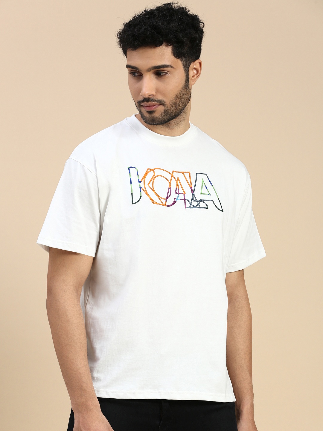 House of Koala Brand Logo Embroidered Drop Shoulder Sleeves Oversized Cotton T-shirt, White
House of Koala Brand Logo Embroidered Drop Shoulder Sleeves Oversized Cotton T-shirt, White