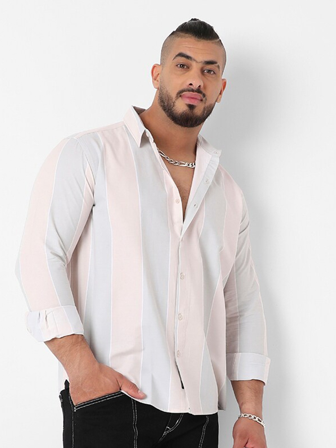 Instafab Plus Classic Slim Collar Striped Spread Collar Long Sleeve Cotton Casual Shirt, White
Instafab Plus Classic Slim Collar Striped Spread Collar Long Sleeve Cotton Casual Shirt, White