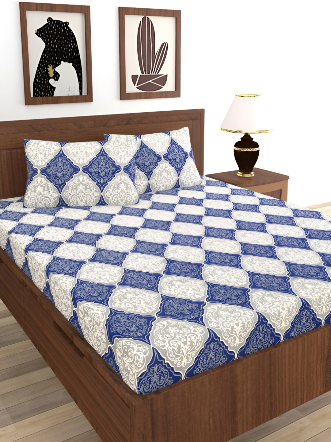 BREVARD Blue & White Ethnic Motifs Cotton 210 TC Queen Size Bedsheet with 2 Pillow Covers
BREVARD Blue & White Ethnic Motifs Cotton 210 TC Queen Size Bedsheet with 2 Pillow Covers