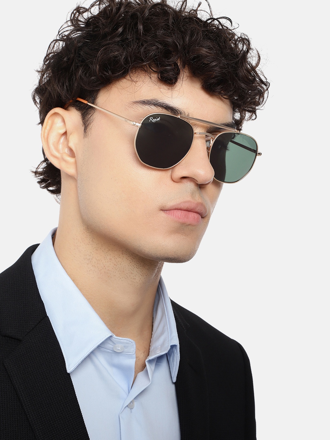 RESIST EYEWEAR Unisex Black Lens & Gold-Toned Rectangle Sunglasses with UV Protected Lens
RESIST EYEWEAR Unisex Black Lens & Gold-Toned Rectangle Sunglasses with UV Protected Lens