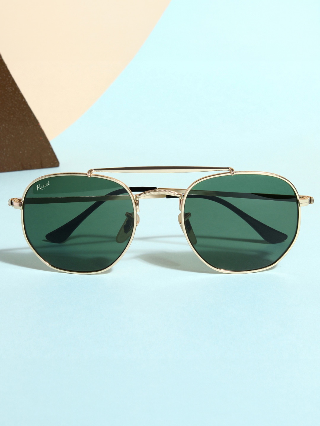RESIST EYEWEAR Unisex Green Lens & Gold-Toned Rectangle Sunglasses with UV Protected Lens
RESIST EYEWEAR Unisex Green Lens & Gold-Toned Rectangle Sunglasses with UV Protected Lens