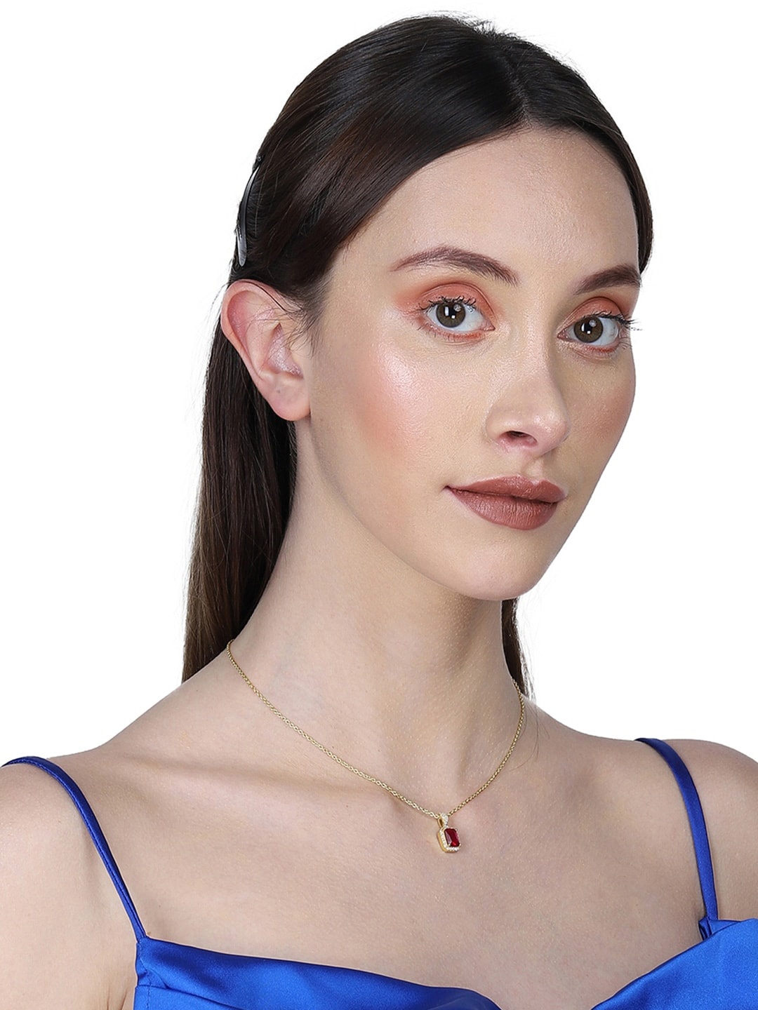 Carlton London Gold-Plated 925 Sterling Silver Cubic Zirconia Studded Pendant With Chain
Carlton London Gold-Plated 925 Sterling Silver Cubic Zirconia Studded Pendant With Chain
