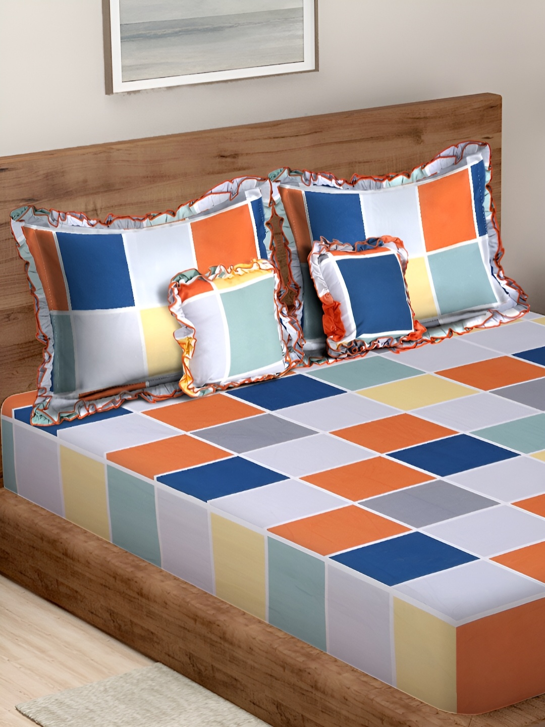 BREVARD Blue & Yellow Geometric 210 TC Queen Size Bedsheet with 2 Pillow Covers, Orange
BREVARD Blue & Yellow Geometric 210 TC Queen Size Bedsheet with 2 Pillow Covers, Orange