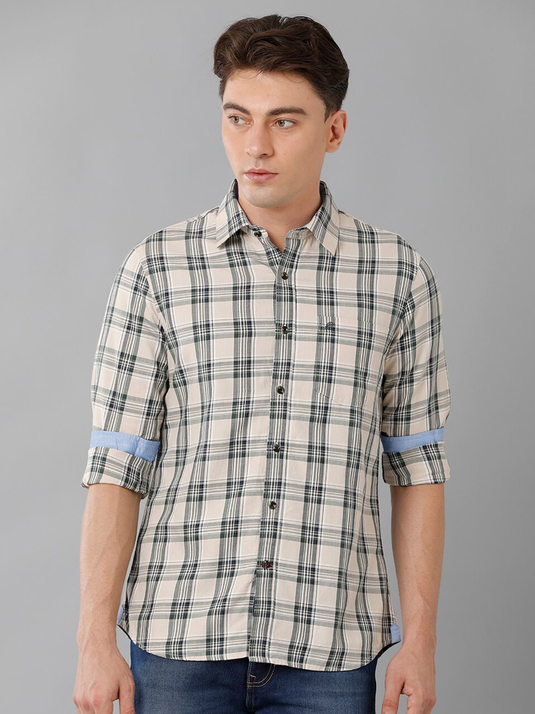 Double Two India Slim Fit Button-Down Collar Tartan Checked Cotton Casual Shirt, Cream
Double Two India Slim Fit Button-Down Collar Tartan Checked Cotton Casual Shirt, Cream