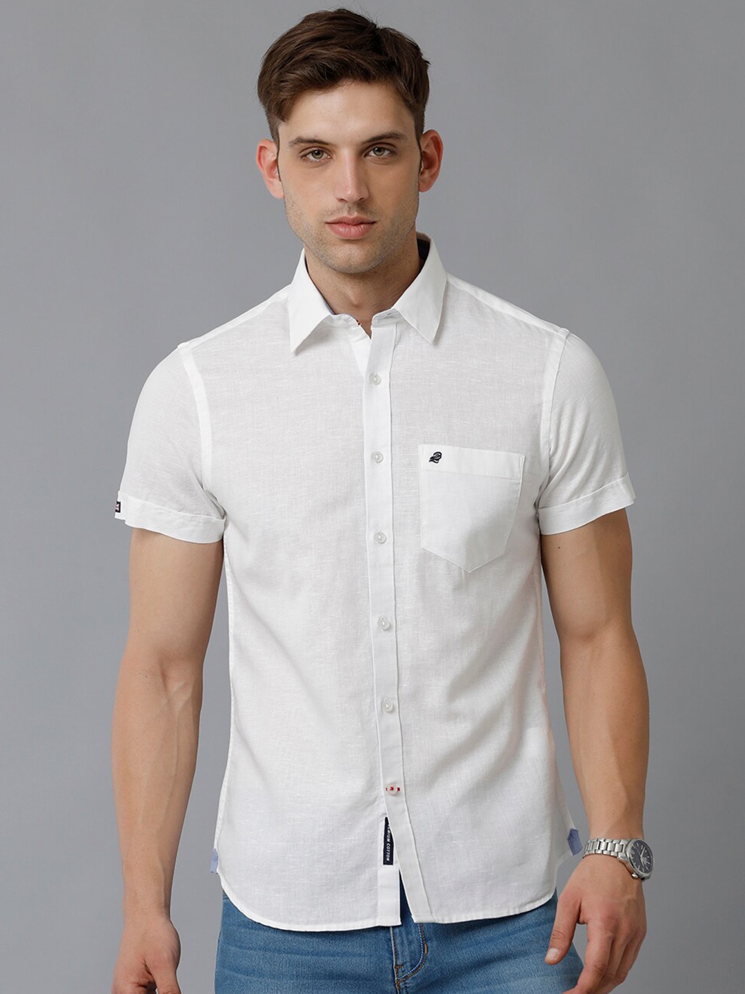 Double Two India Slim Fit Casual Shirt, White