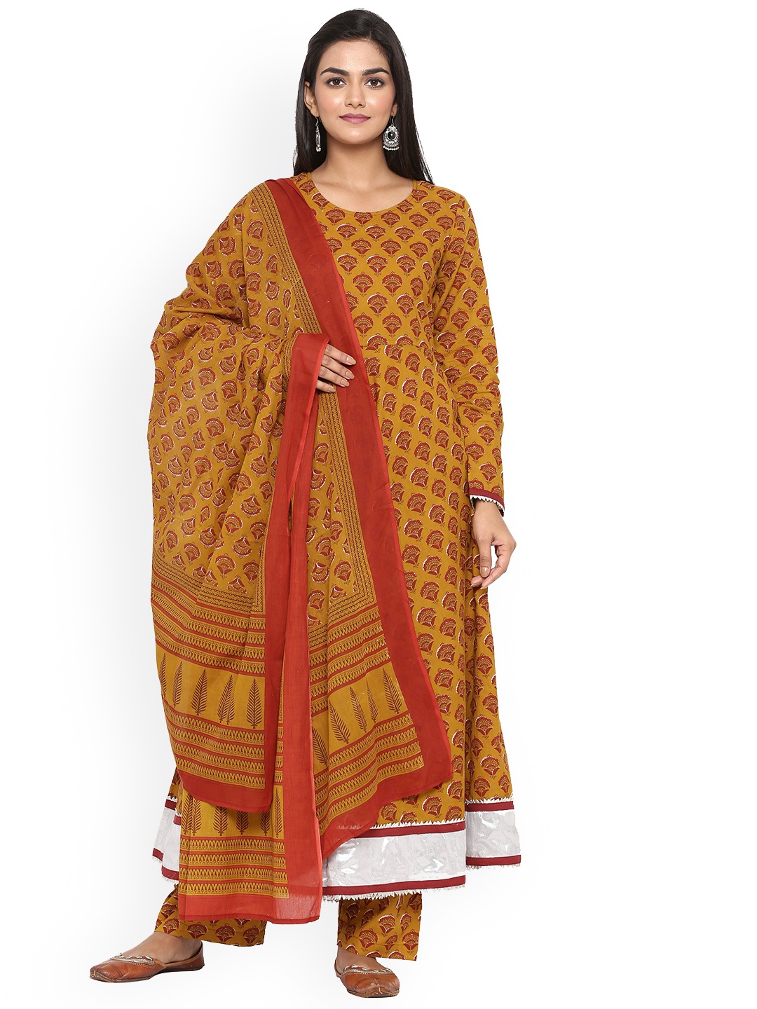 Sangria Ethnic Motif Printed Pure Cotton Pleated Kurta With Trousers & Dupatta, Mustard
Sangria Ethnic Motif Printed Pure Cotton Pleated Kurta With Trousers & Dupatta, Mustard