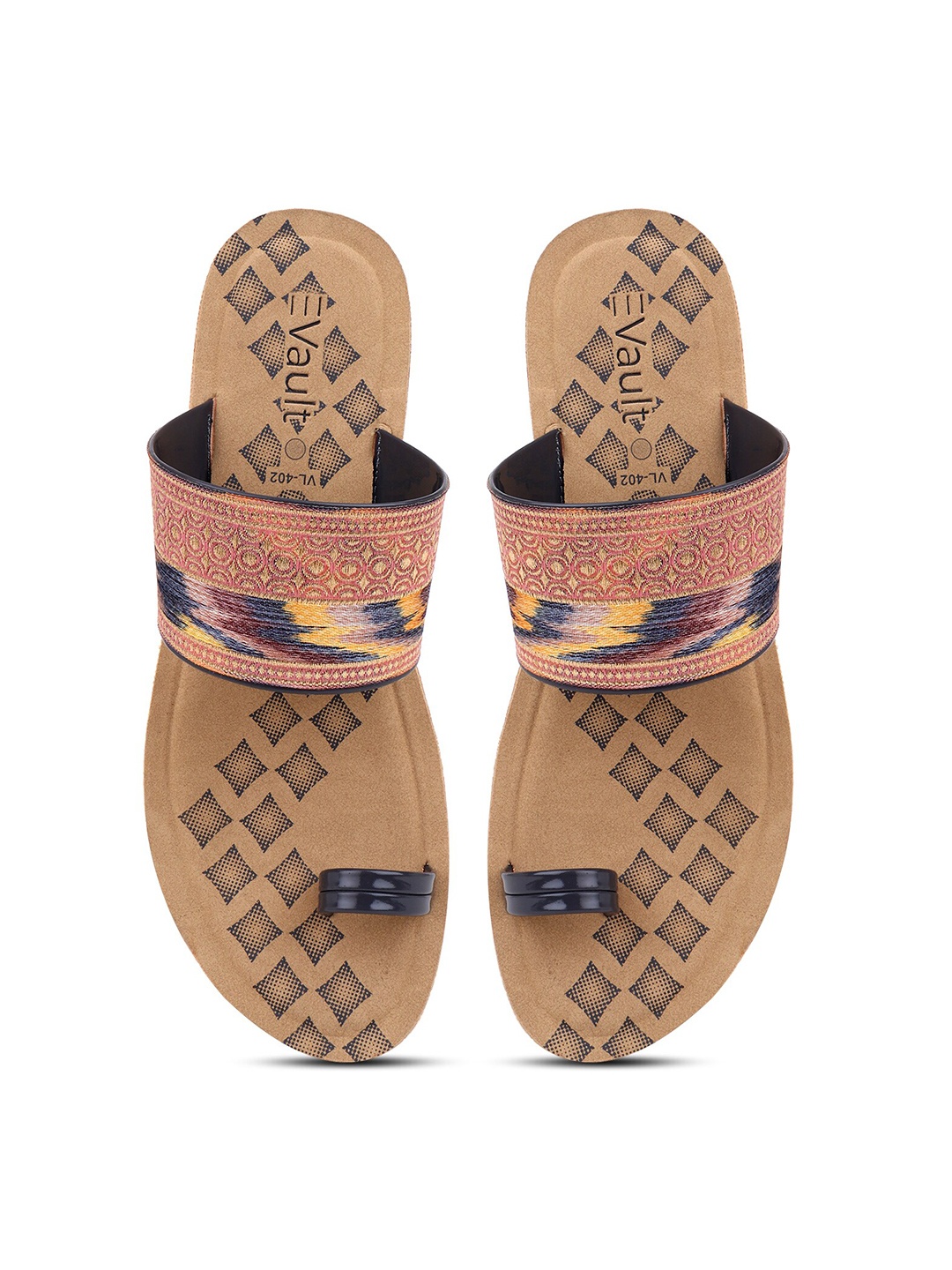 Airson Printed One Toe Flats, Beige