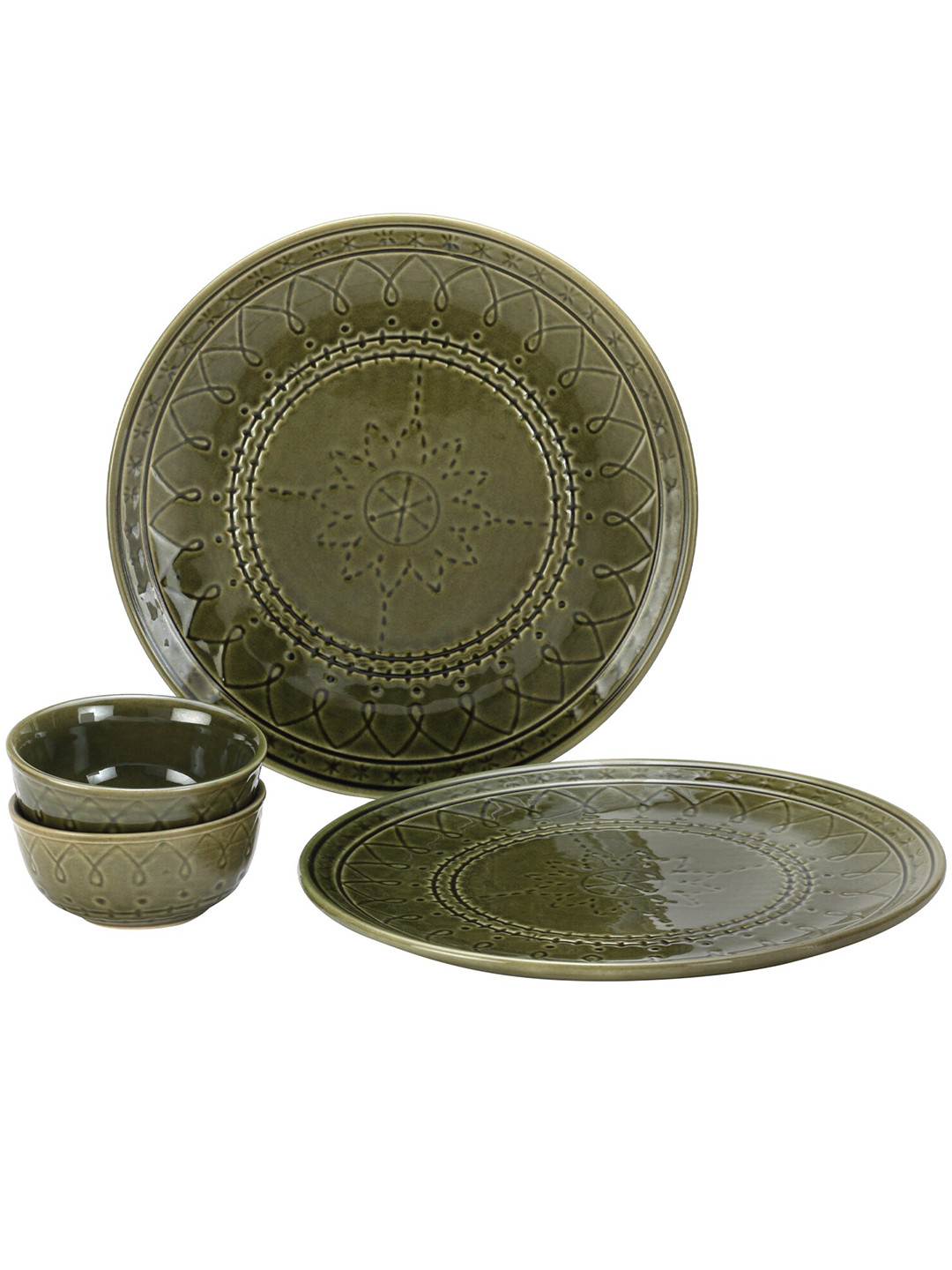 BODHI HOUSE Green 4 Pieces Textured Ceramic Glossy Dinner Set
BODHI HOUSE Green 4 Pieces Textured Ceramic Glossy Dinner Set