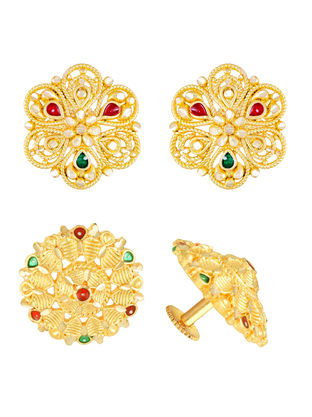 Vighnaharta Set of 2 Gold Plated Floral Stud Earrings
Vighnaharta Set of 2 Gold Plated Floral Stud Earrings