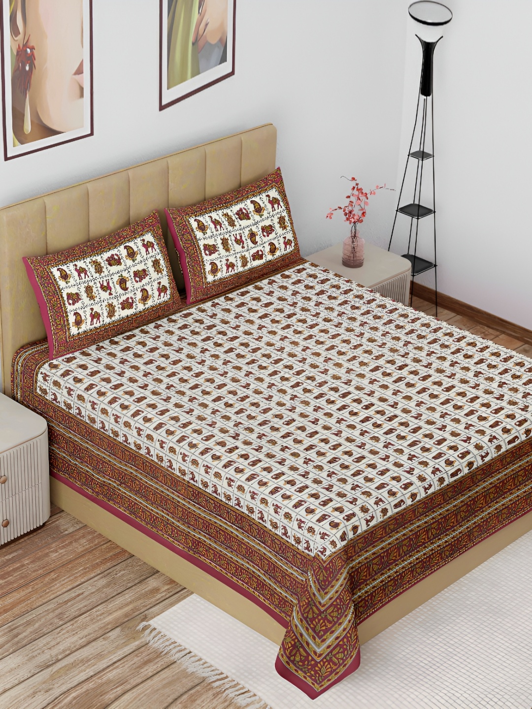 The Craft Monk White Ethnic Motifs Cotton 180 TC King Bedsheet with 2 Pillow Covers
The Craft Monk White Ethnic Motifs Cotton 180 TC King Bedsheet with 2 Pillow Covers
