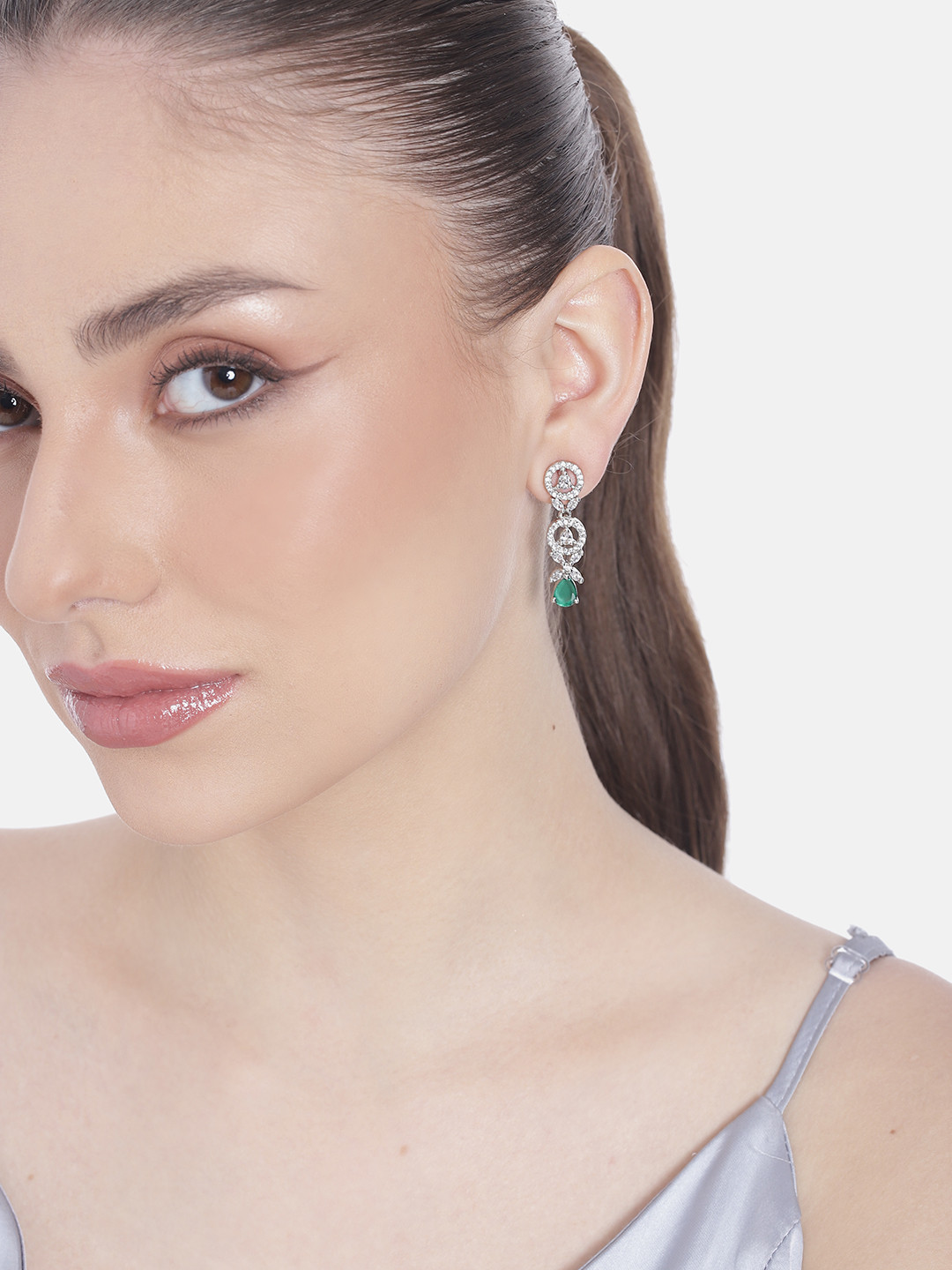 Estele Rhodium-Plated CZ Contemporary Drop Earrings, Silver
Estele Rhodium-Plated CZ Contemporary Drop Earrings, Silver