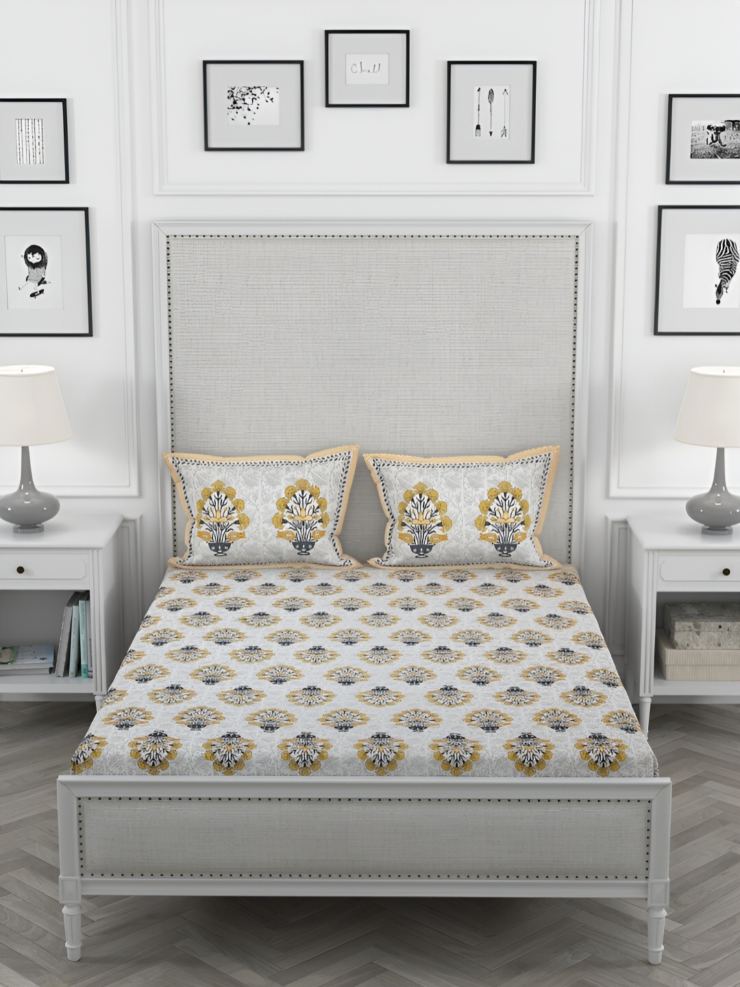Wayne Martin Off White Printed Pure Cotton 330 TC King Bedsheet with 2 Pillow Covers
Wayne Martin Off White Printed Pure Cotton 330 TC King Bedsheet with 2 Pillow Covers