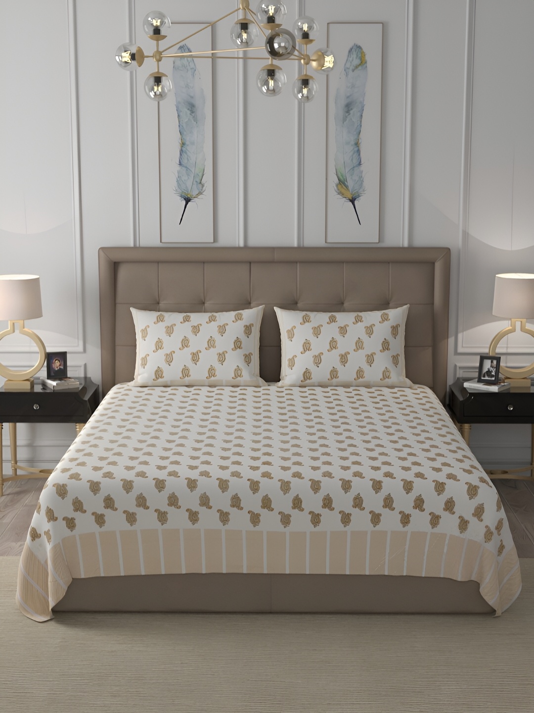 Wayne Martin Brown&Off White Ethnic Motifs Cotton 400TC King Bedsheet With 2 Pillow Covers
Wayne Martin Brown&Off White Ethnic Motifs Cotton 400TC King Bedsheet With 2 Pillow Covers