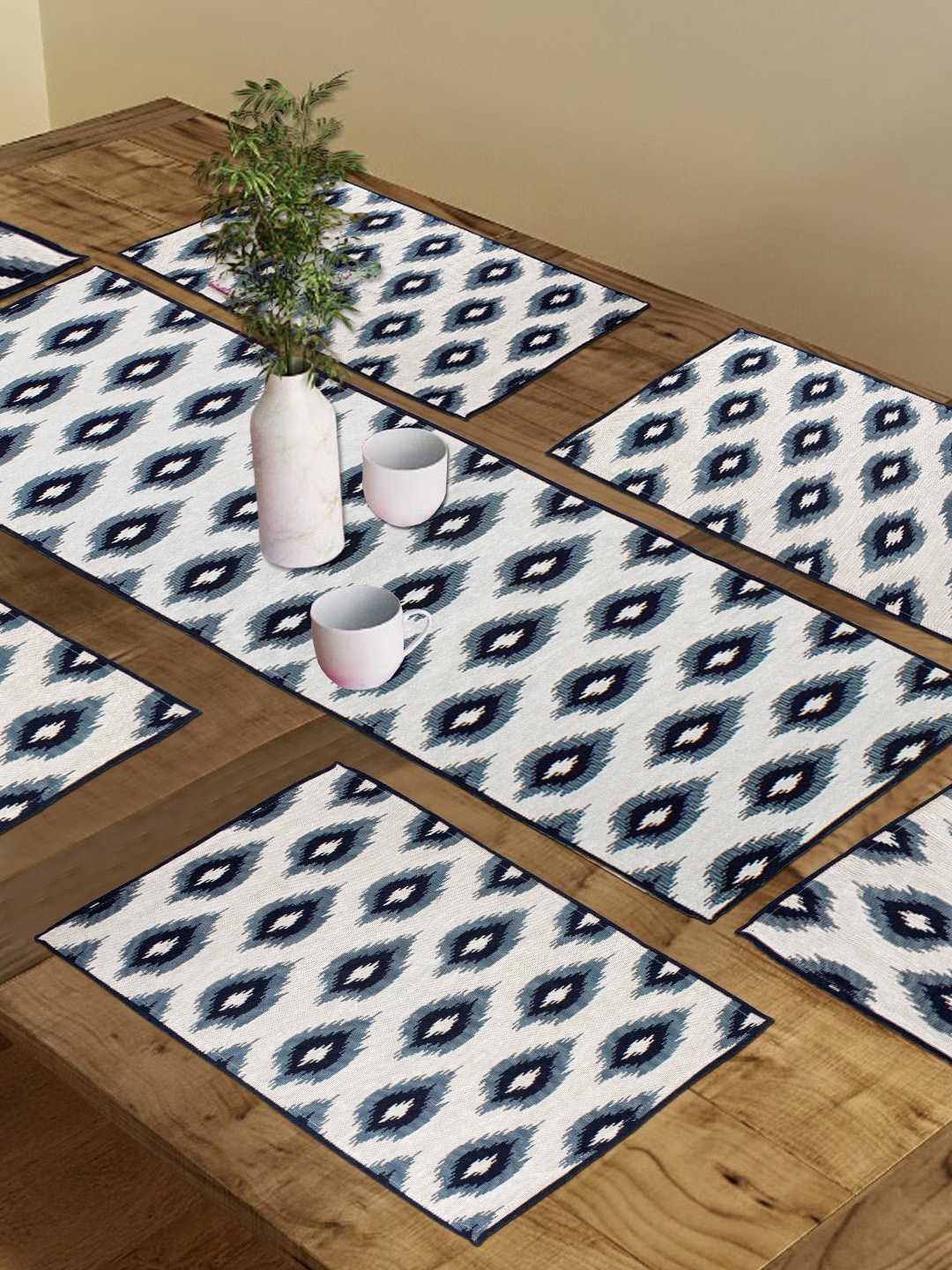 AVI Living Kilim White & Black 9 Pieces Printed Cotton Dining Table Mats & Runner Set
AVI Living Kilim White & Black 9 Pieces Printed Cotton Dining Table Mats & Runner Set