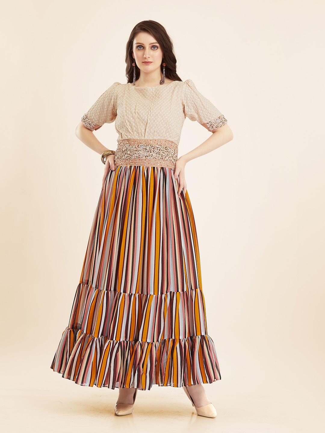 TWAM SUNDARA Floral Printed Sweetheart-Neck Fit & Flare Cotton Maxi Ethnic Dress, Pink
TWAM SUNDARA Floral Printed Sweetheart-Neck Fit & Flare Cotton Maxi Ethnic Dress, Pink