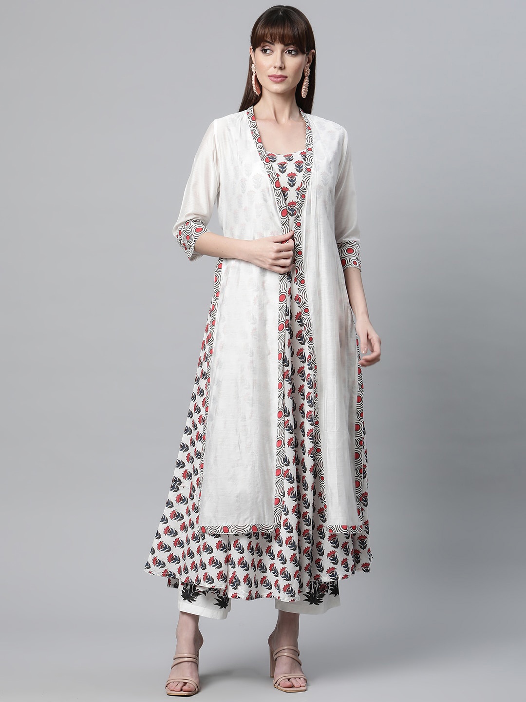 KALINI Floral Printed Anarkali Pure Cotton Kurta & Trousers With Chanderi Shurg, White
KALINI Floral Printed Anarkali Pure Cotton Kurta & Trousers With Chanderi Shurg, White