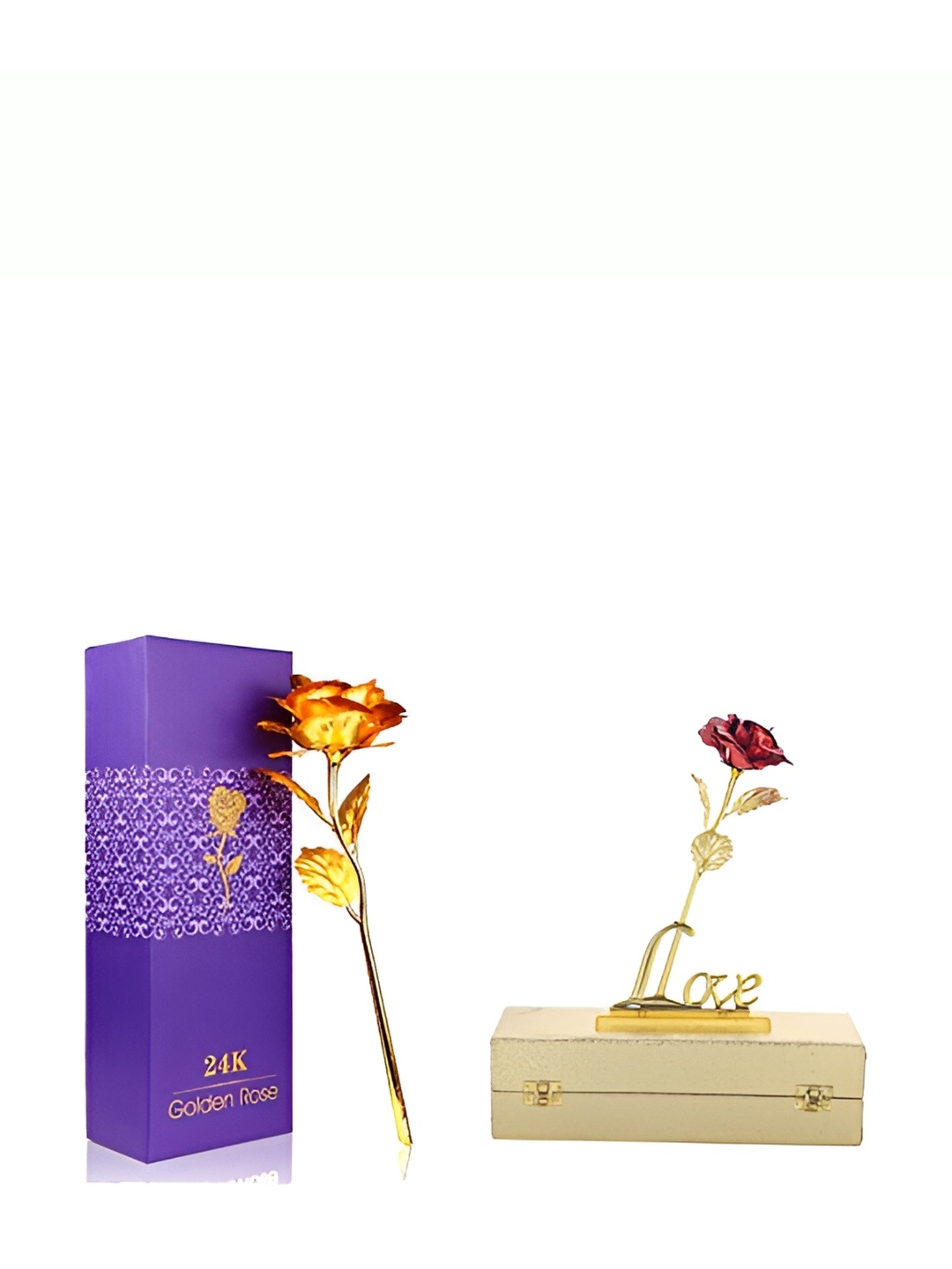 INTERNATIONAL GIFT Gold-Toned & Red Set Of 2 Rose Flower With Love Stand And Gift Box
INTERNATIONAL GIFT Gold-Toned & Red Set Of 2 Rose Flower With Love Stand And Gift Box