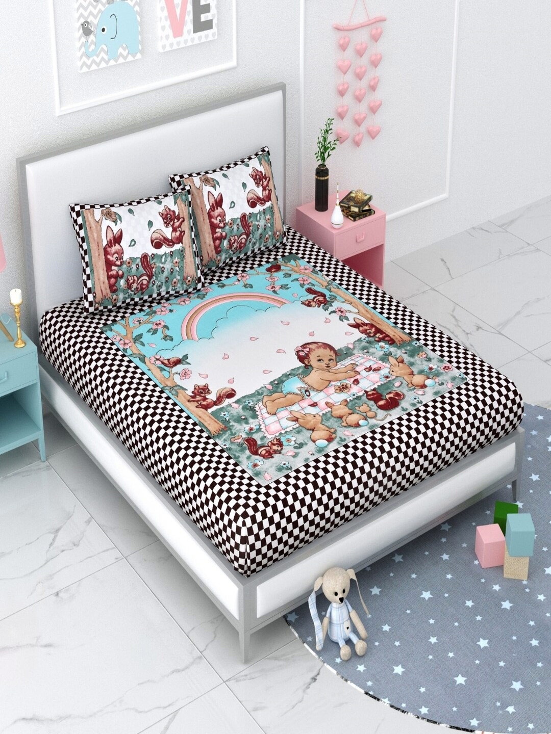 Qfab White & Brown Cartoon Characters Cotton 144 TC King Bedsheet with 2 Pillow Covers
Qfab White & Brown Cartoon Characters Cotton 144 TC King Bedsheet with 2 Pillow Covers