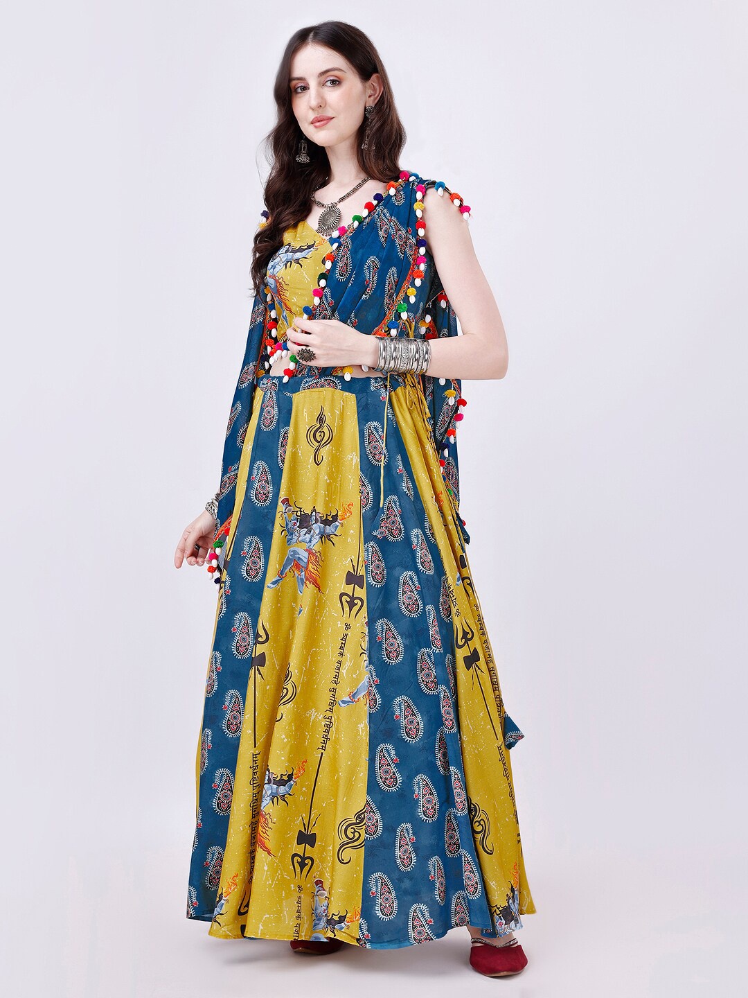 TWAM SUNDARA Printed Beads and Stones Cotton Ready to Wear Lehenga & Blouse With Dupatta, Yellow
TWAM SUNDARA Printed Beads and Stones Cotton Ready to Wear Lehenga & Blouse With Dupatta, Yellow