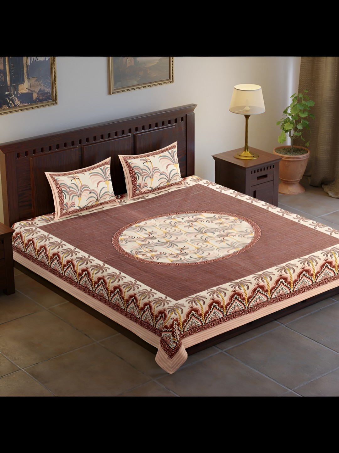 UBANIA COLLECTION Maroon & Cream Floral Cotton 140 TC King Bedsheet With 2 Pillow Covers
UBANIA COLLECTION Maroon & Cream Floral Cotton 140 TC King Bedsheet With 2 Pillow Covers
