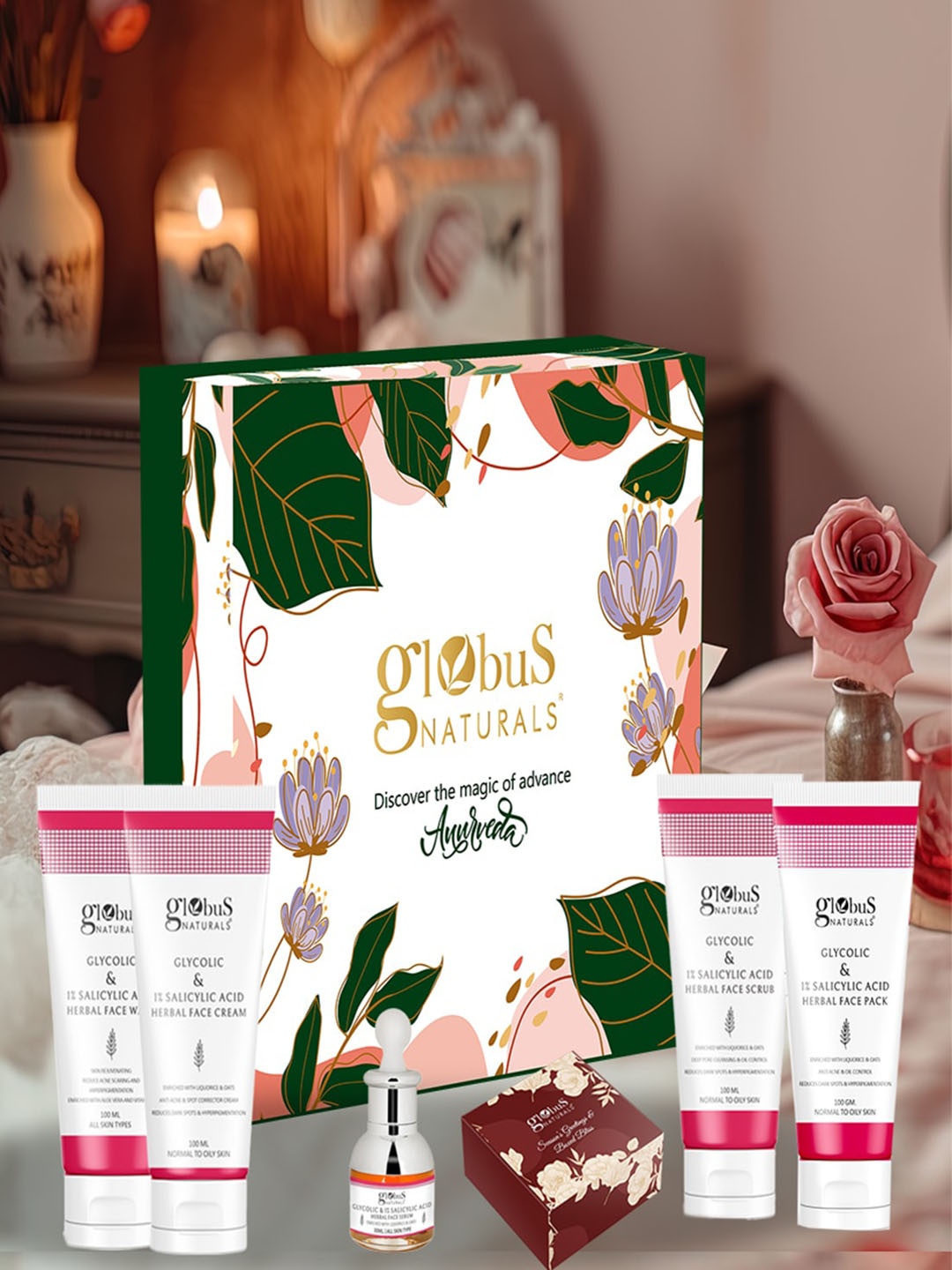 Globus naturals Set Of 6 Anti Acne Glycolic & 1% Salicylic Acid Skin Care Set, White
Globus naturals Set Of 6 Anti Acne Glycolic & 1% Salicylic Acid Skin Care Set, White